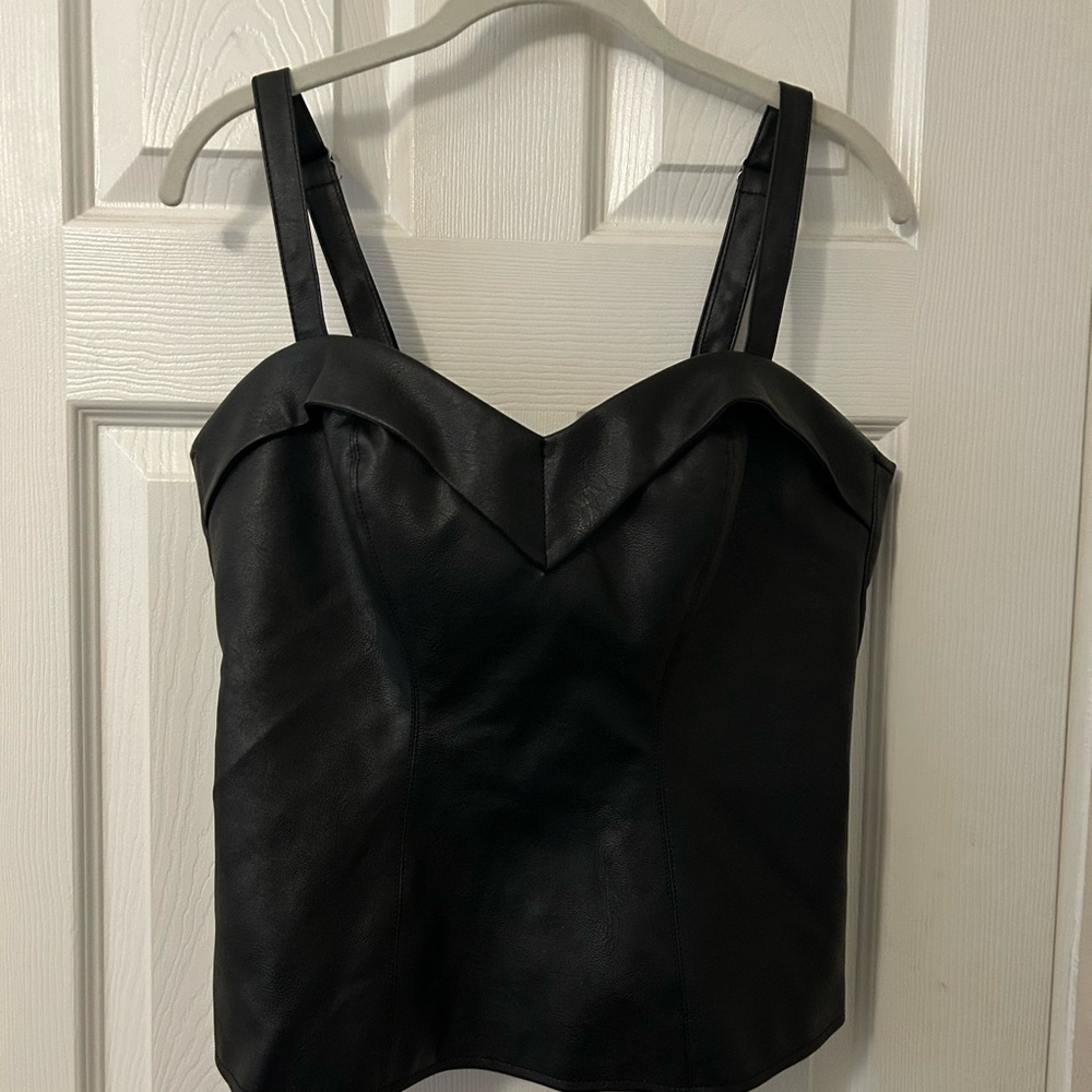 Vixen by Micheline Pitt Maneater Black Vegan Leather Large Top